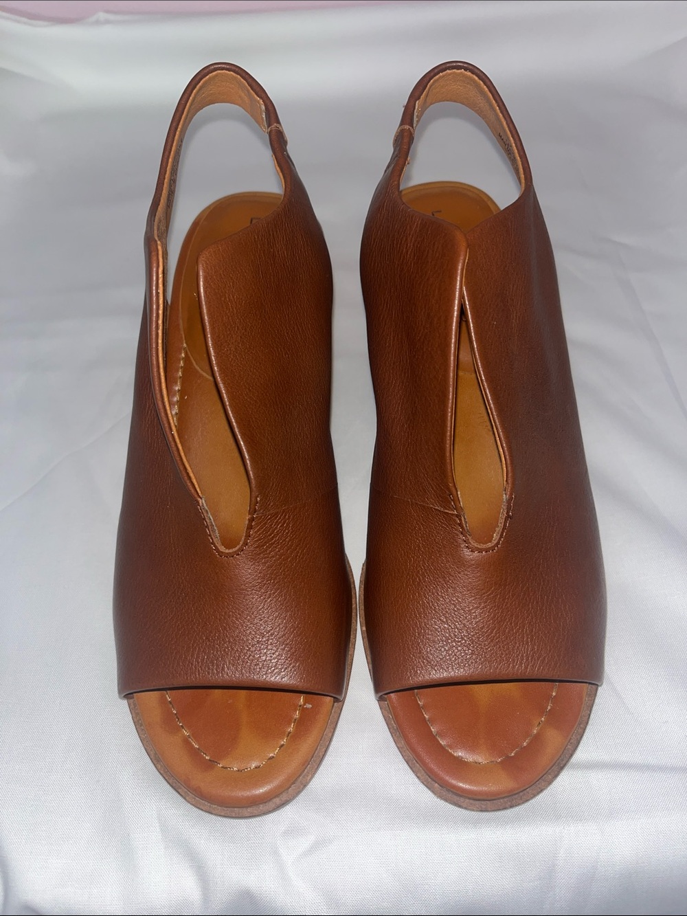 Lucky Brand Brown Leather Open-Toe Slingback Mules